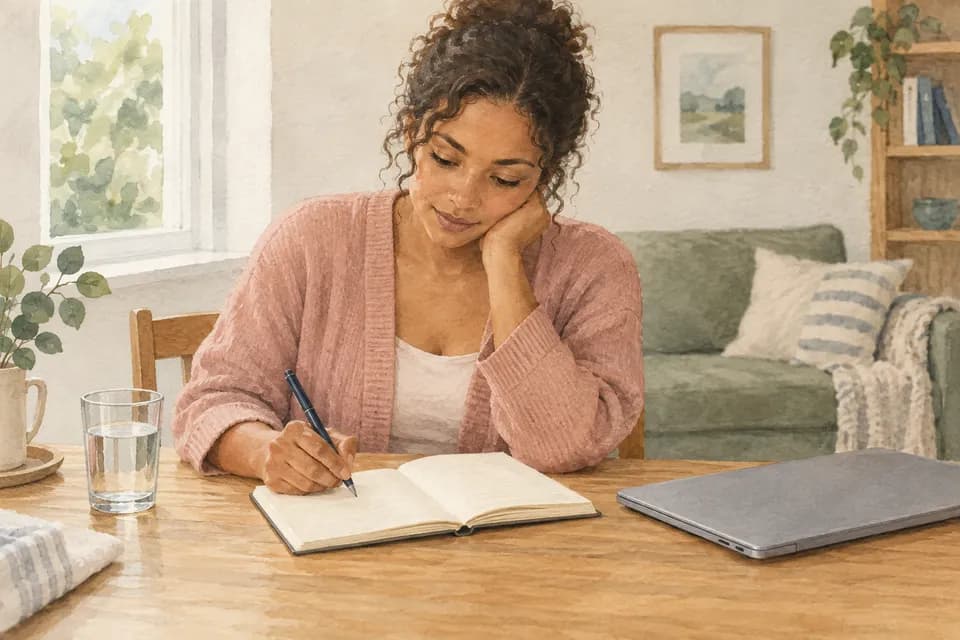 A mom taking time to learn and write in a journal
